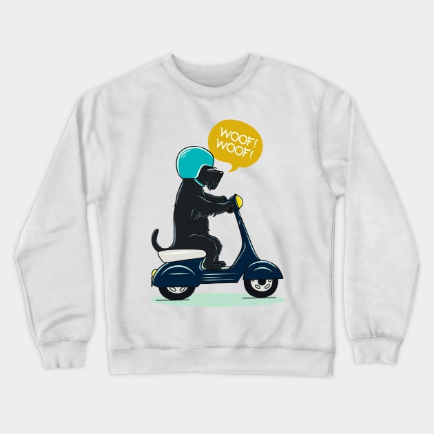 Scottish terrier riding a scooter Crewneck Sweatshirt by TashaNatasha